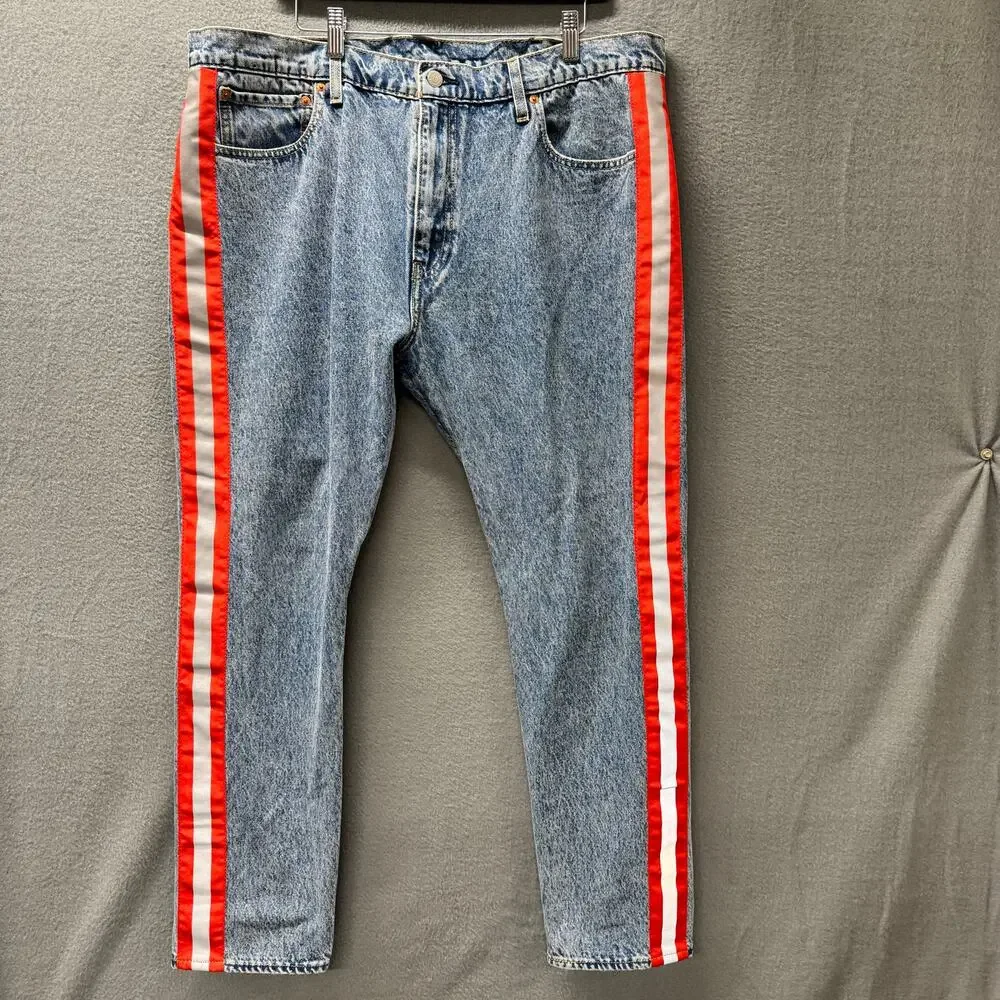 Levi's 512 Jeans Mens 40x30‎ ACTUAL Slim Taper Acid Wash Denim Reflective Sides